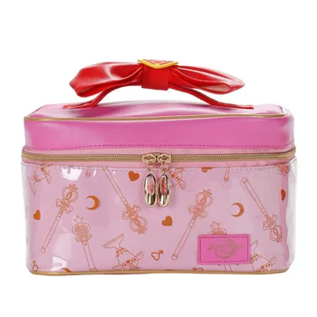 

Cartoon Sailor Moon Women PU Leather Makeup Bag Multifunction Ladies Wash Toiletry Travel Cosmetic Organizer Storage Bag