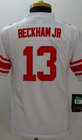 Черный Молодежный Нью-Йорк s,#10 Eli Manning#13 Odell Beckham Jr Дети, красный белый синий прошитый Логотип Джерси - Цвет: Черный