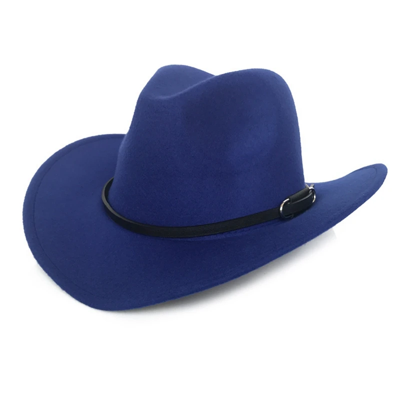 Шерстяная зимняя западная ковбойская шляпа унисекс с широкими полями Cowgirl джаз шляпа с кожаной Toca Sombrero женская шляпа в форме колпака