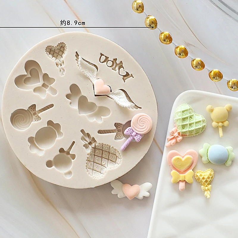 Love Heart Wing Lollipops Silicone Mold Fondant Cake Decorating Tools Chocolate Gumpaste Molds Sugarcraft Kitchen Baking