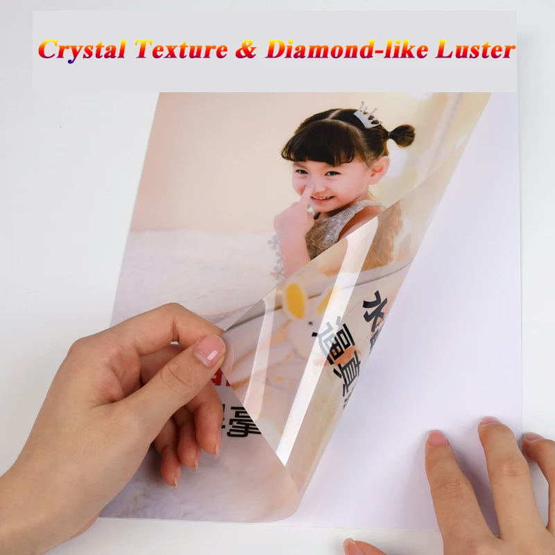 Прозрачная фотобумага A4 PET высокой яркости клейкая наклейка на заднюю часть 20