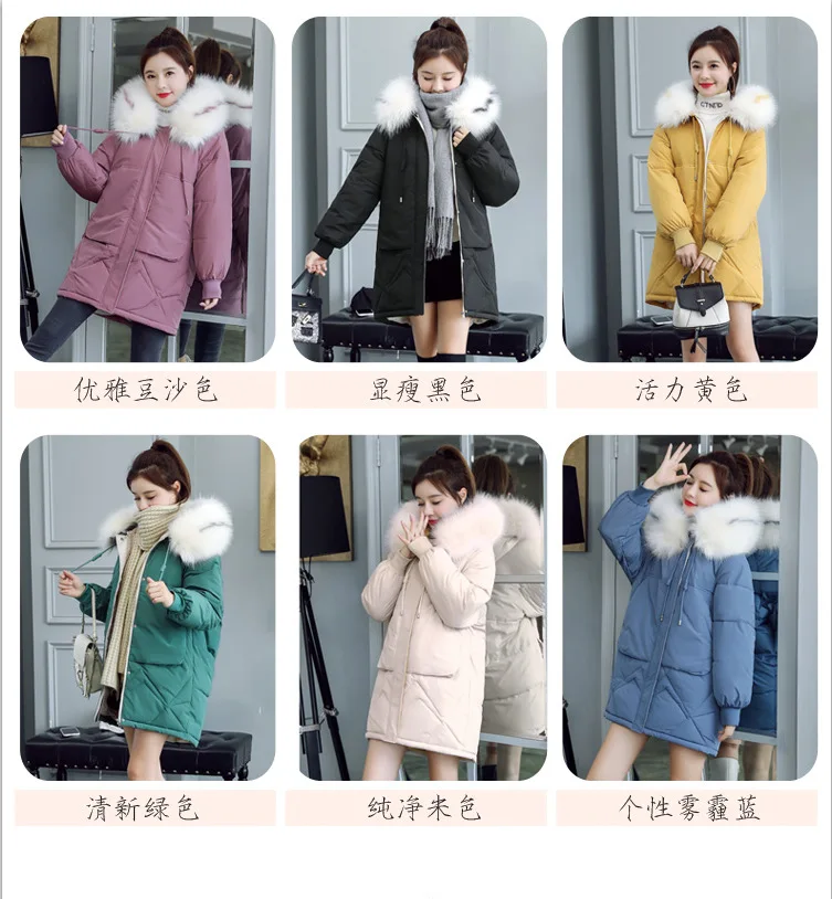 Winter New Style down Jacket Cotton-padded Clothes Mid-length down Coat Women's Loose-Fit Versatile Casual Coat Women's Hoo