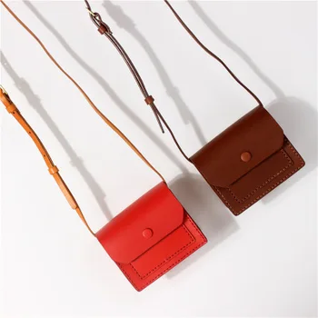 

women mini small genuine leather brown red one shoulder crossbody bag