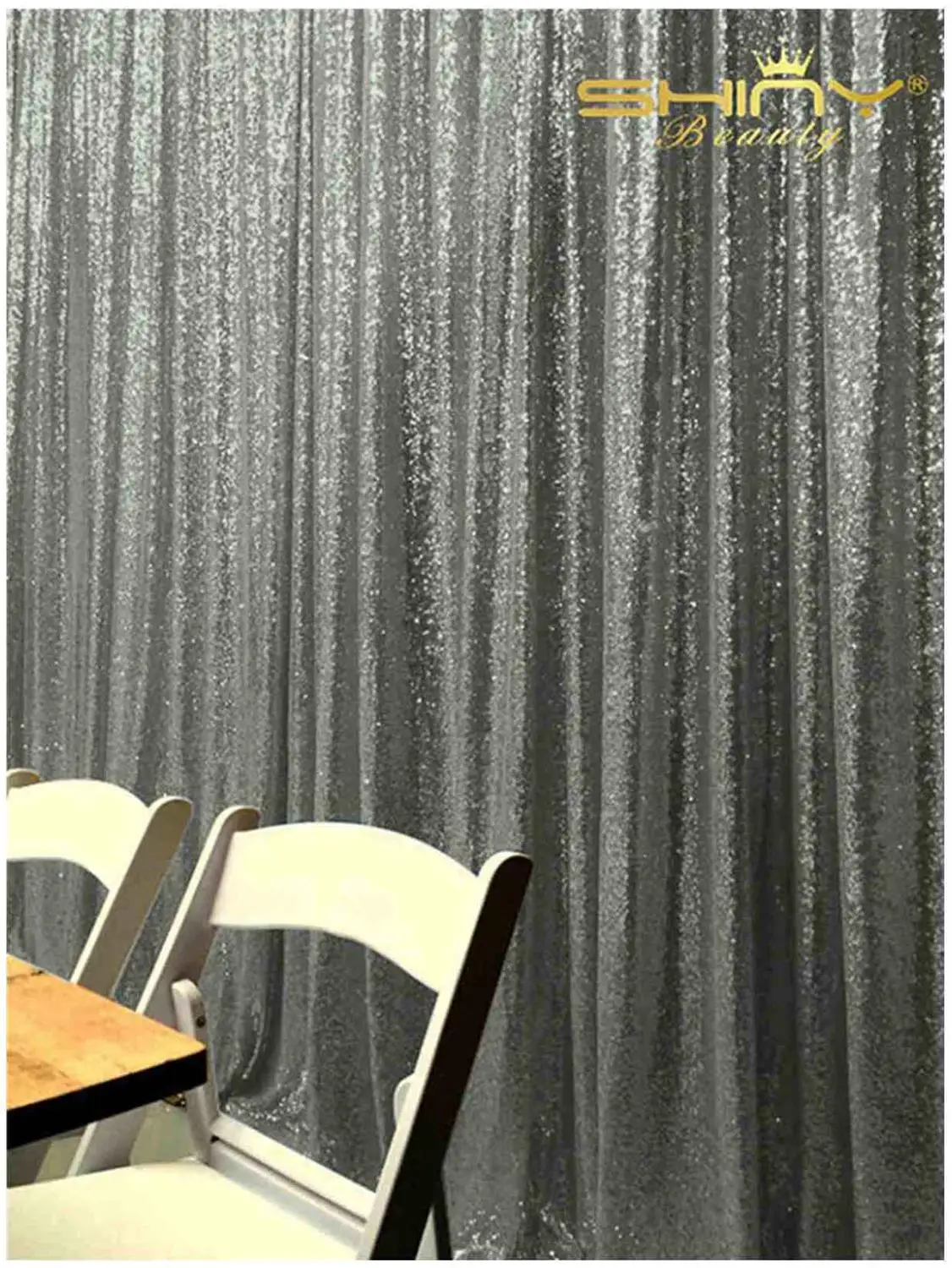 

36x60 Inch Gunmetal Sequin Fabric 3FTx5FT Background Curtains Party Wall Decoration-M190921