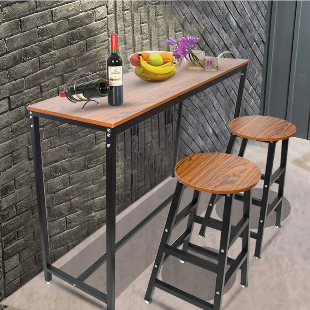 

Hot Sale Pub Bars Wooden Table Vintage Rectangular Table with Metal Frame Home Office Kitchen Living Room Ship From US