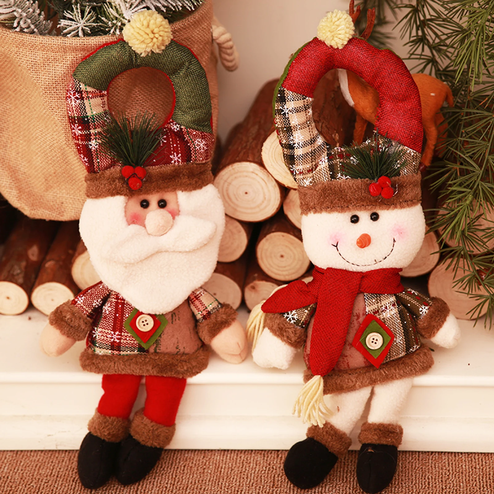 

1pcs Red Santa Claus Snowman Doll Door Hanging Pendant for Christmas Xmas New Year Party Ornament Kids Gift Supplies