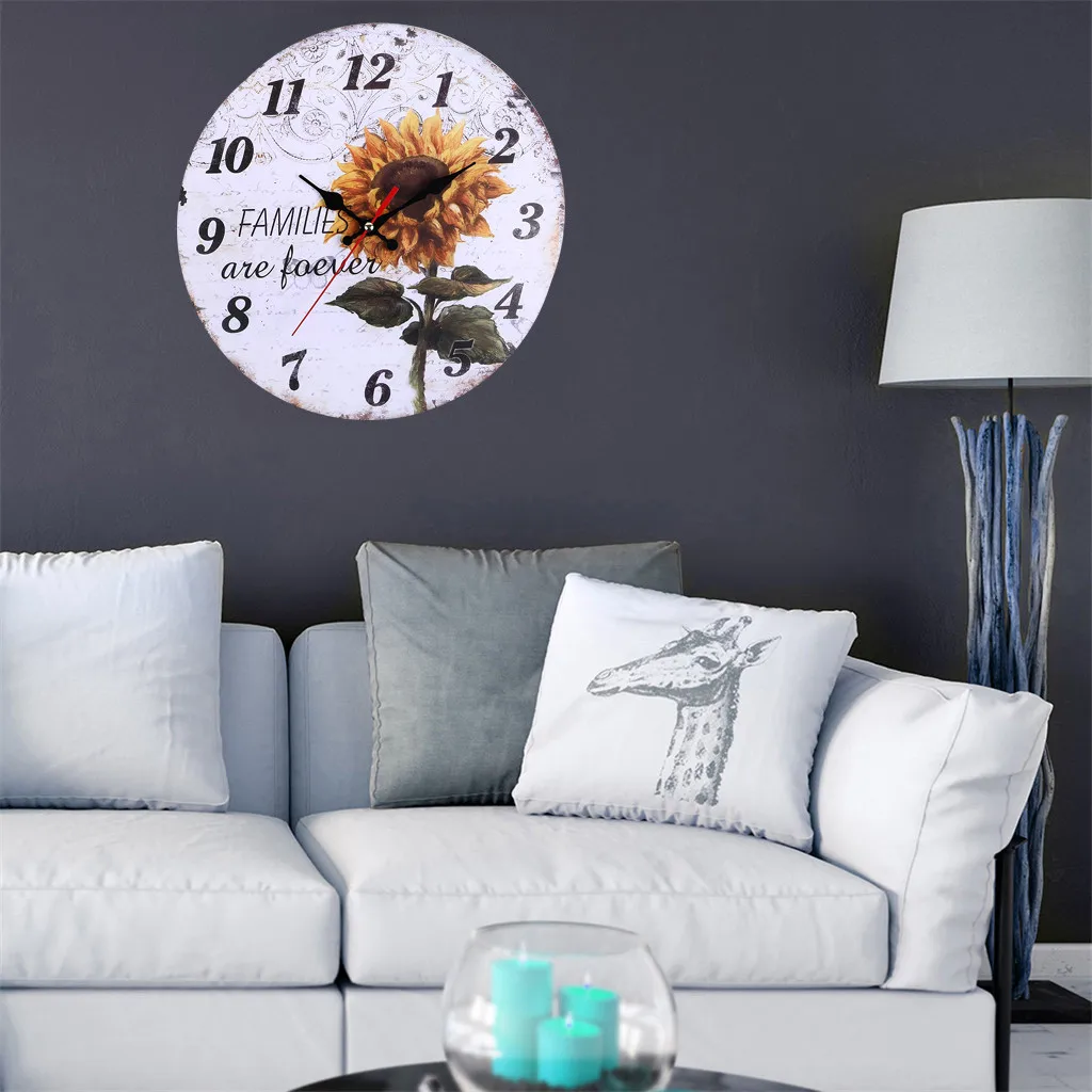 Kitchen Wall Clock Battery Operated Large Easy To Read Vintage Wooden Style For Home Decor Modern Minimalist Wall Clocks Simple