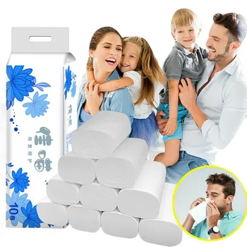 

12 Rolls Toilet Papers Bulk Skin-friendly Soft Tissue White Smooth Toilet Tissue Paper Home Bath Kitchen Roll Paper Tissue Hot