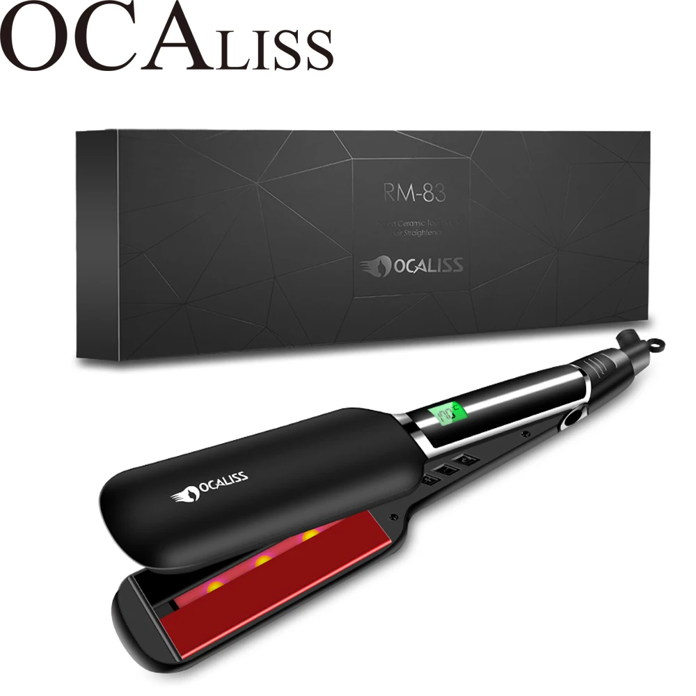 

Professional Titanium Hair Straighteners Adjustable Temperature 100-240V Straightening Iron With Digital LCD