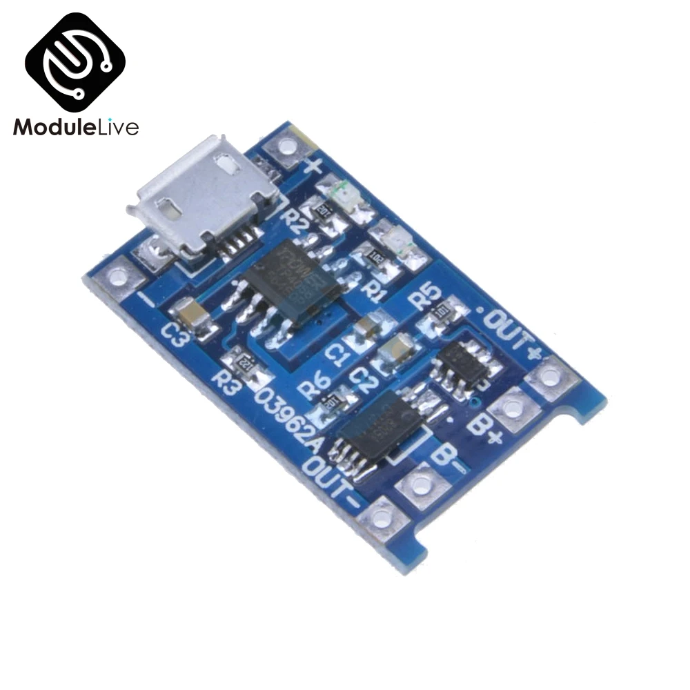 100 шт Micro USB 5V 1A 18650 TC4056A литиевый модуль зарядного устройства аккумулятора зарядная плата с двойными функциями светодиодный индикатор