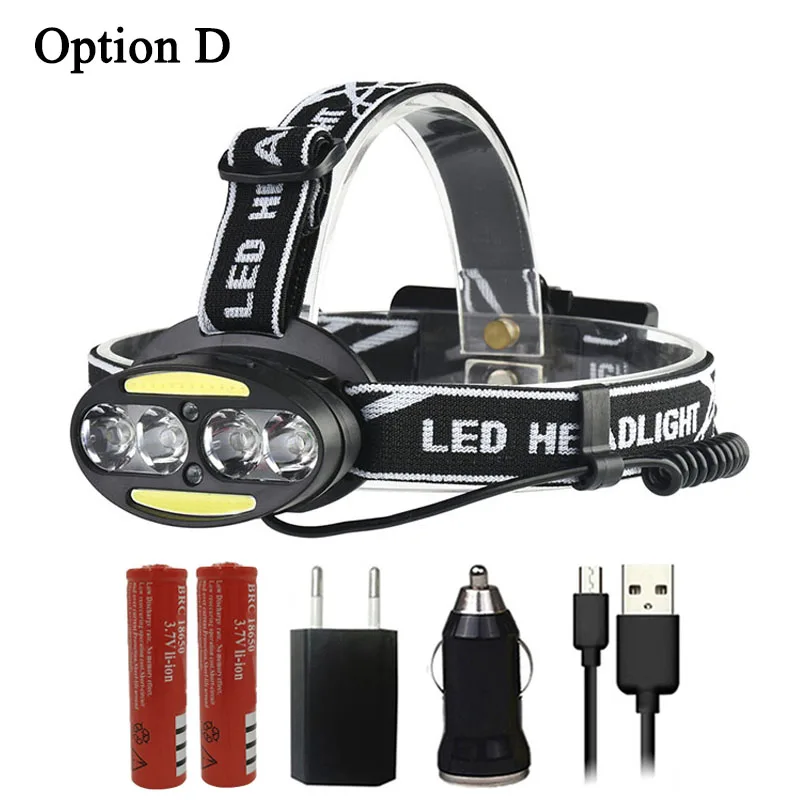 Z40 LED 4* T6+2*COB+2*Red Headlight 30000LM headlamp Head Lamp Flashlight Torch lantern head light for camping - Испускаемый цвет: Option D