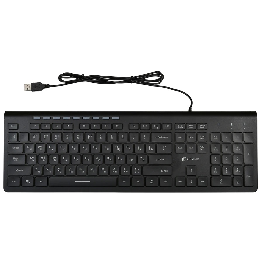 Клавиатура Oklick 490ML черный USB slim Multimedia LED