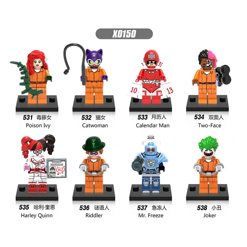 

X0150 SuperHeroes Poison Ivy Mr. Freeze Calendar Man Harley Quinn Riddler Batman Model Building Blocks Figures Toys For Children