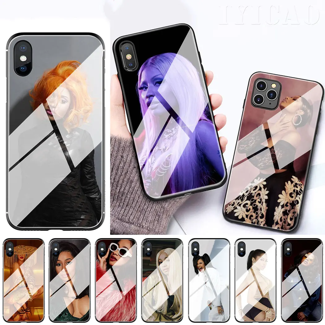 IYICAO American Rap Singer Cardi B Design Tempered Glass Phone Case for Apple iPhone 11 Pro XS Max XR X 8 7 6S Plus 5S SE Cover | Мобильные