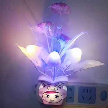 

Seven Color Light Control Sensing Bedside Luminous Led Dreamy Mushroom Vase-Shape Small Night Light