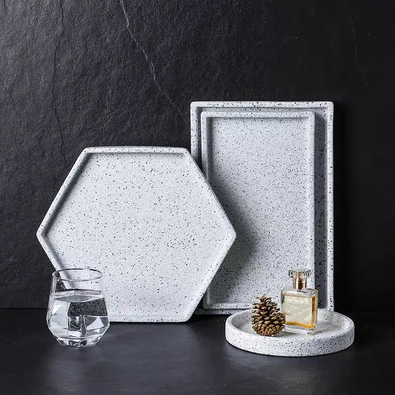 Big Size Geometric Concrete Tray Mold Rectangular Cement Decor Tray Mold Round Home Storage Epoxy Resin Clay Silicone silicone mold