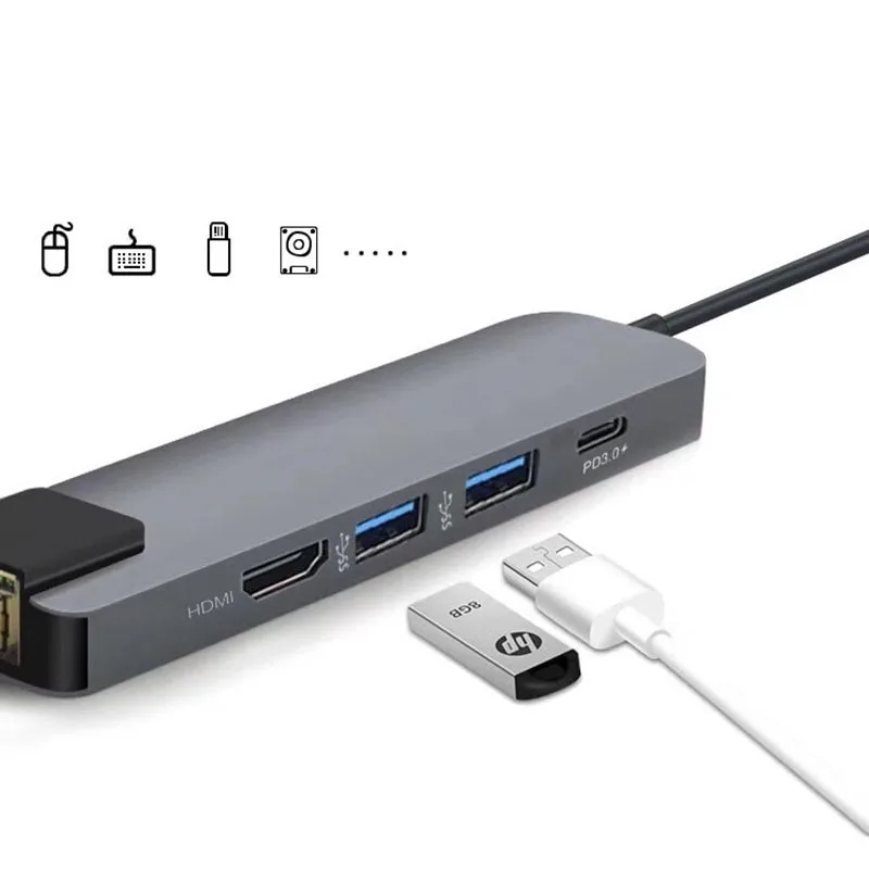 Горячий-5 в 1 usb type C концентратор Hdmi 4K USB C концентратор к Gigabit Ethernet Rj45 Lan адаптер для Mac book Pro Thunderbolt 3 USB-C зарядное устройство P