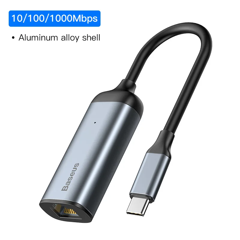 Baseus USB C Ethernet usb type C к RJ45 концентратор адаптер для MacBook Pro Xiaomi Mi Box 3/S samsung S10 S9 сетевая карта USB Lan - Цвет: 1000Mbps Lan