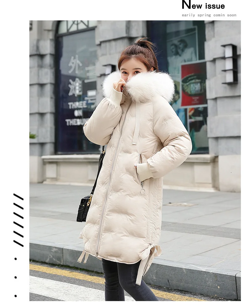 Длинное меховое пальто с капюшоном, вышивка "снег", зимнее пуховое пальто для женщин, большие размеры, куртка с хлопковой подкладкой, ватные парки, ветрозащитные рукава