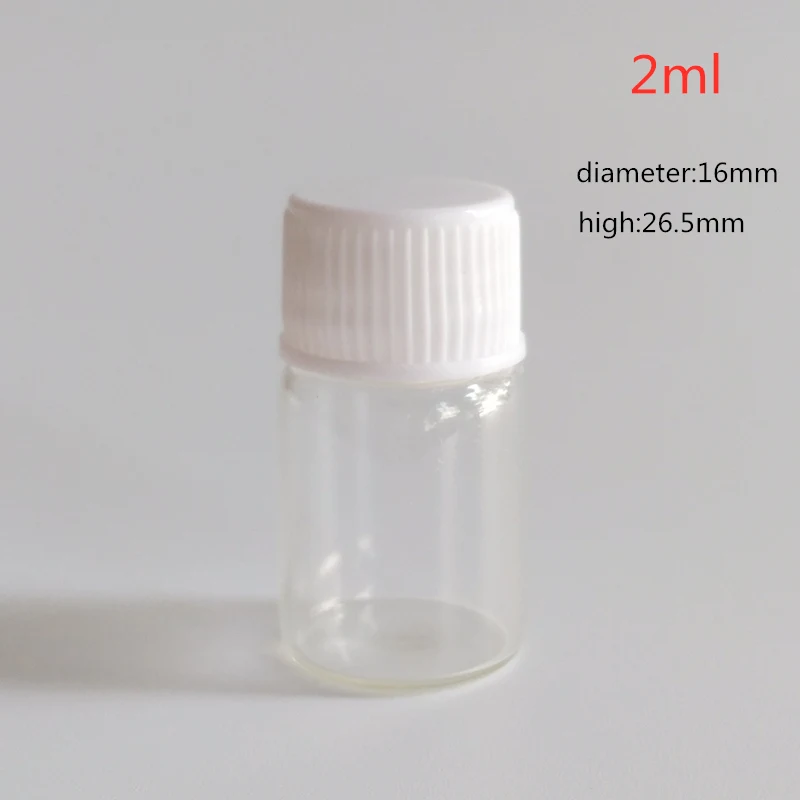 White lid 2 мл маленькие банку Мини Стеклянная бутылка с белой крышка, пустые маленькие стеклянные флаконы 16*26,5 мм небольшой винтовой крышкой песок кувшин 50 шт./лот - Цвет: White lid