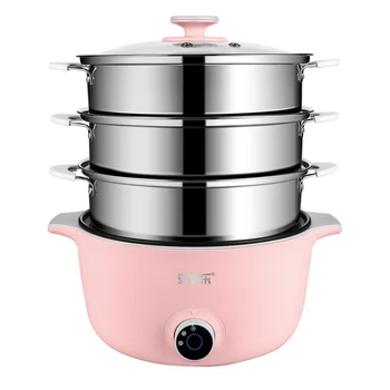 

Household Electric Steamer Large Capacity Hotpot Electric Steamer Stainless Steel Food Steamer Hot Pot 220V