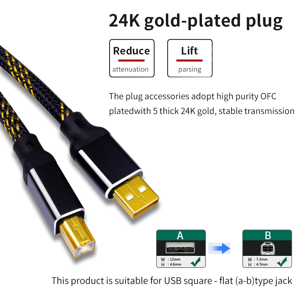 Qualidade para Dados Cabo de Dados Cabo para Áudio Usb de Alta Usb tipo a para tipo b Yyaudio Cabo Hifi Blindado Dac Ofc - Image 5