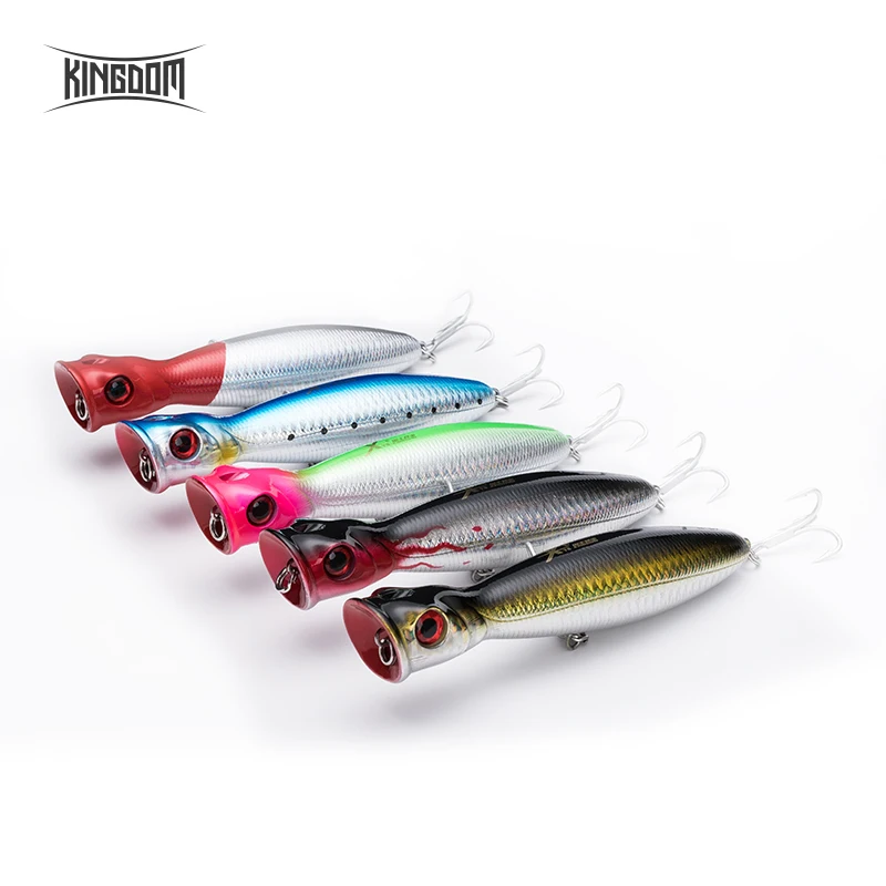 Наживка для рыбы Kingdom жесткая наживка topwater Popper 8cm9.5g 10cm16g 13cm36g плавающая с крючком