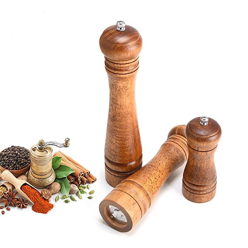 

Wood Salt and Pepper Grinder Manual Spice Pepper Shakers with Adjustable Coarseness Ceramic Rotor Mill Grinders 5/8/10 Inch
