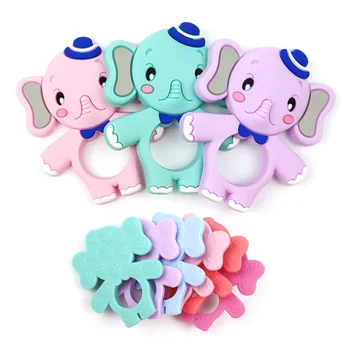 

DIY Silicone Animal Elephant Teether Baby Food Grade Teething Chew Toys BPA Free Safe Pacifier Chain Certification Baby Teether