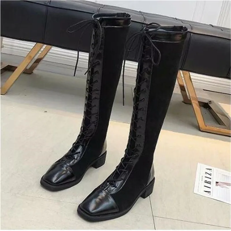 BBZAI New pattern Round Toe Lace-Up 5cm Female money Boots waterproof platform women shoes Pipe Dance botas mujer 34-42 43