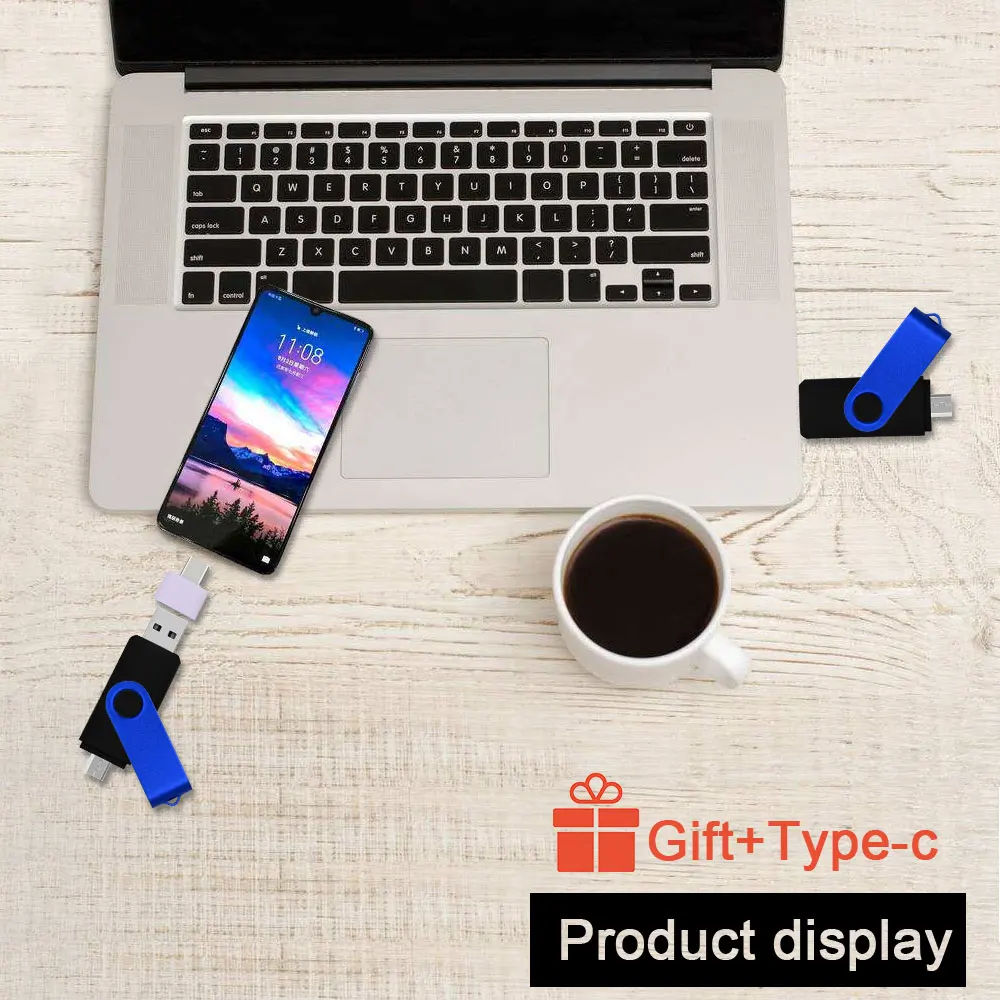 Поворотный флеш накопитель OTG 32 ГБ 16 64 металлический USB 2 0 для телефонов Android