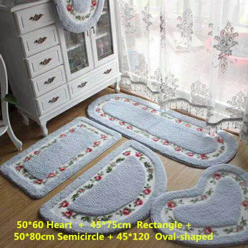 blue 4pcs Большой коврик, декор для спальни, Противоскользящий коврик для гостиной, кухонный ковер, домашний коврик для ванной комнаты, мягкий коврик, набор для туалета - Цвет: blue 4pcs