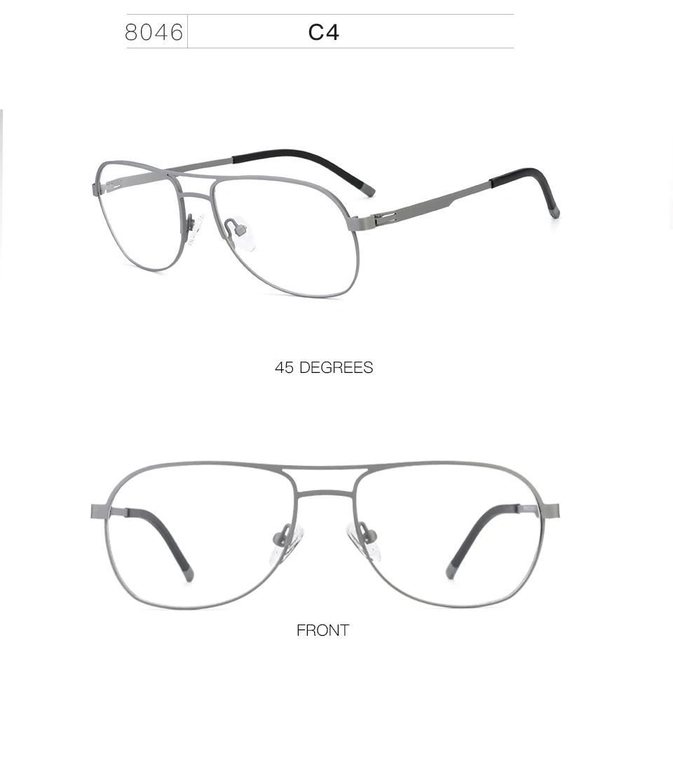 Metal Full Eyeglasses Frame Men Super Light Metal Retro Optical Glasses Frame Legs Unique Design #8046