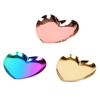 

Heart Shaped Jewelry Serving Plate Metal Tray Storage Arrange Fruit Tray Home