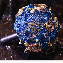 Уникальный сапфир скипетр Свадебный букет для невесты Звездная тема европейские Кристаллы Синий свадебный букет на заказ дорогой