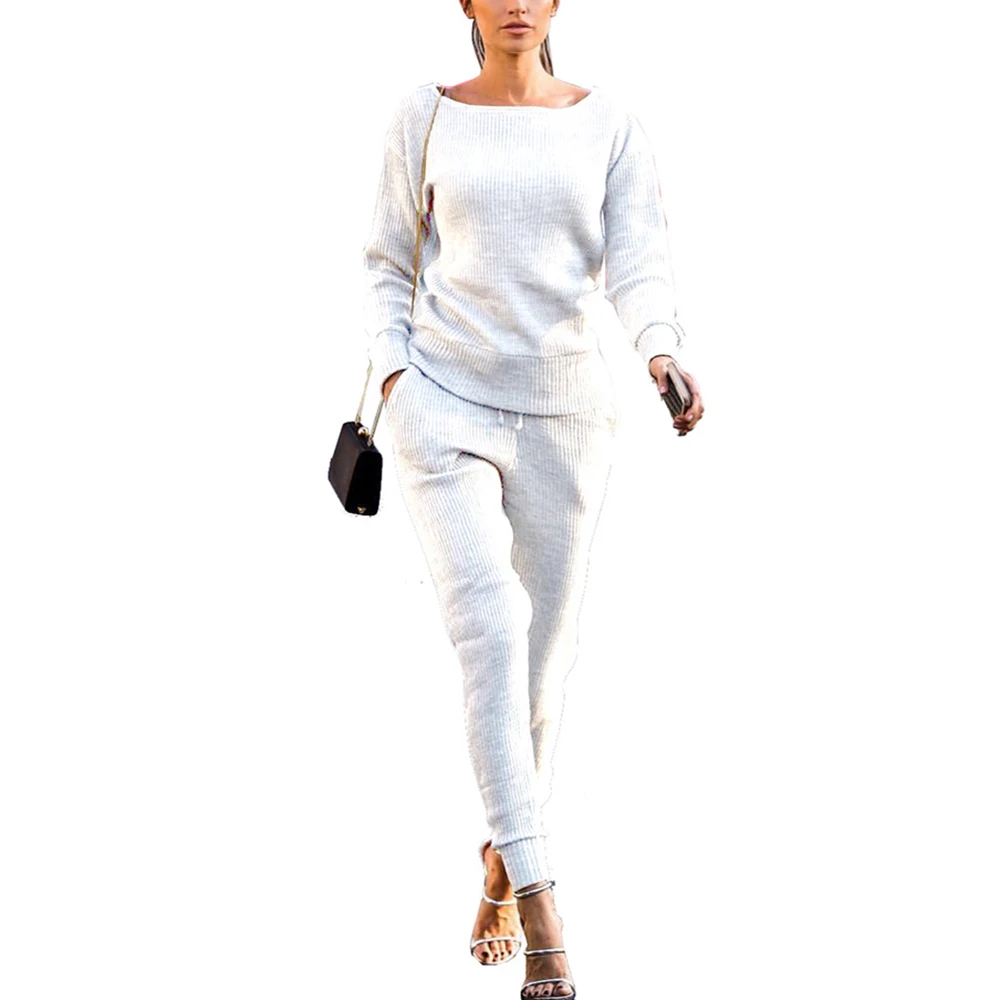 

Round Collar Tops Tight Trousers Stylish Casual Pit Sports Suit Loose Long Sleeve Pullover With Adjustable Drawstring New N18