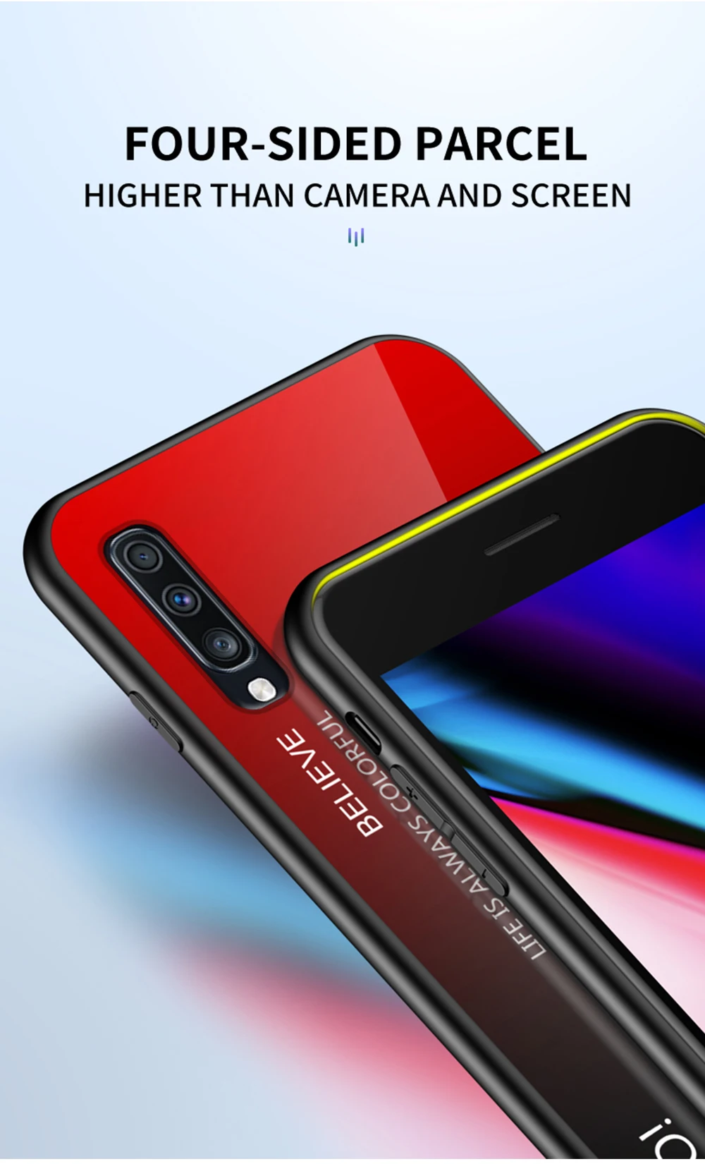 Модный градиентный стеклянный чехол для телефона samsung Galaxy A70S чехол Полная защита бампер чехол для samsung A70 чехол 6,7"