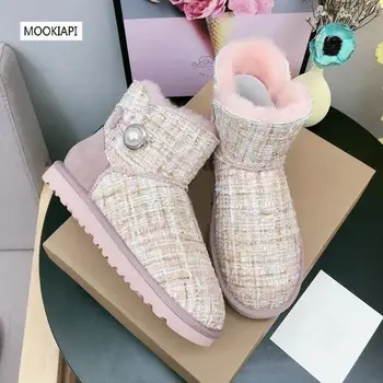 

2019 Chinese brand high quality snow boots, 100% natural wool, the latest fashion buckle women's shoes, free delivery, 4 colors
