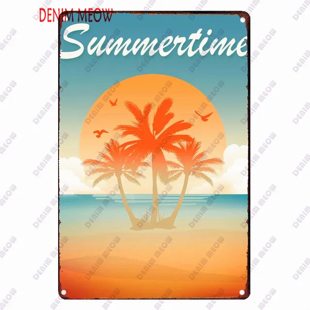 Beach Metal Sign Tin Vintage Summer Beach Plates Relax Metal Wall Sign Pool Tiki Bar Pub Seaside Ocean Happy Place Decoor WY161 17