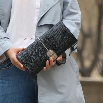 

Fashion Crocodile Women Clutch Bag Genuine Leather Evening Bag 2020 Animal print Chain Female Shoulder Bag Ladies Messenger Bag