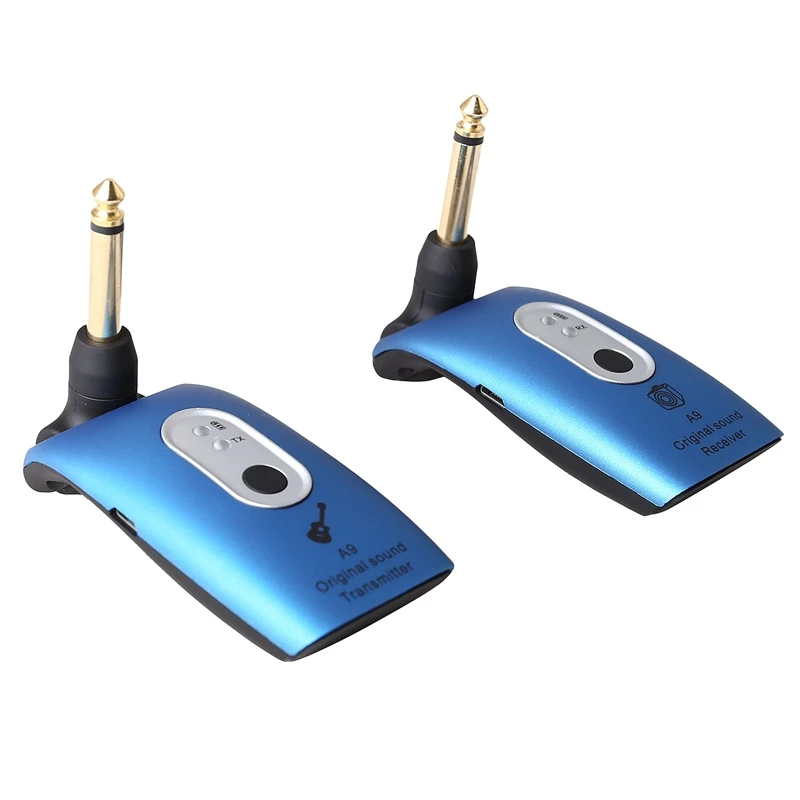 SEWS-2.4GHz Wireless Guitar System Transmitter A9 Receiver Built-In Rechargeable Accessories,Blue
