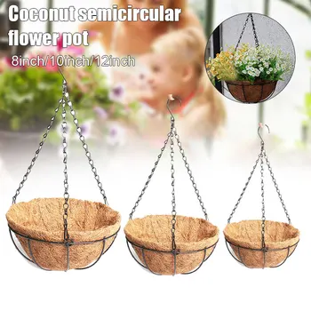

Coconut Wire Semi-Circular Flower Pot Iron Chain Hanging Basket for Vegetable Flower Garden Supplies WXV Sale
