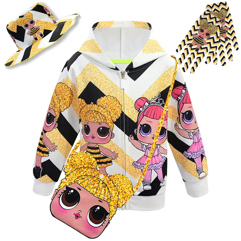 

2019 Toddler Hoodies Girls Lol Jackets Coat Kids Long Sleeve Cartoon Hooded Coat Tops Outfits Lol Dolls Clothes for Girl Casual