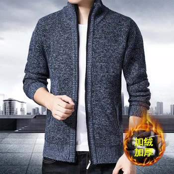 

Autumn and winter men casual fit sweater jacket solid color sweater tops long sleeve