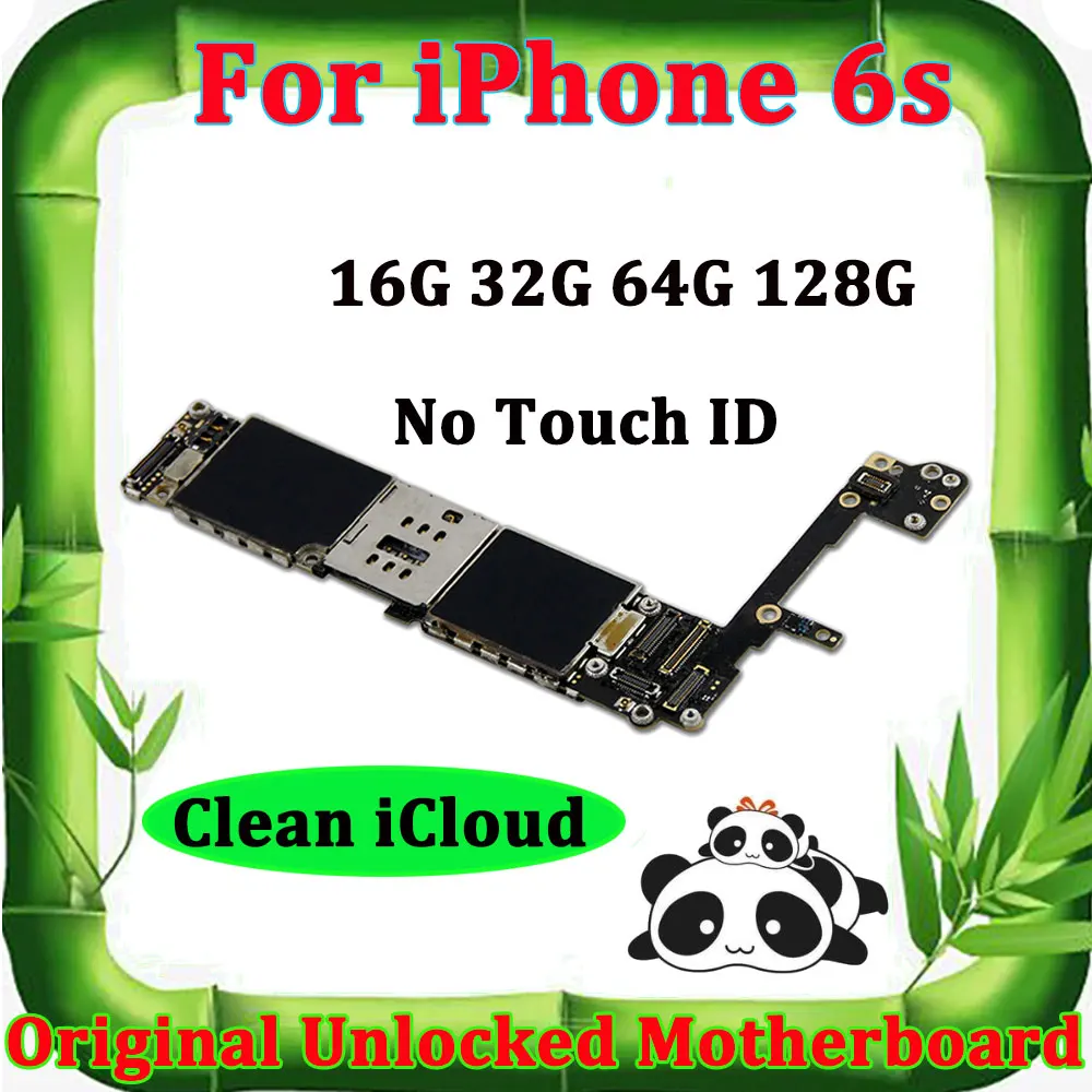 Оригинальная разблокированная материнская плата для iPhone 6S, 16g, 64g, 128g, No Touch ID, разблокированная материнская плата, основная логическая плата, чистая iCloud, без блокировки