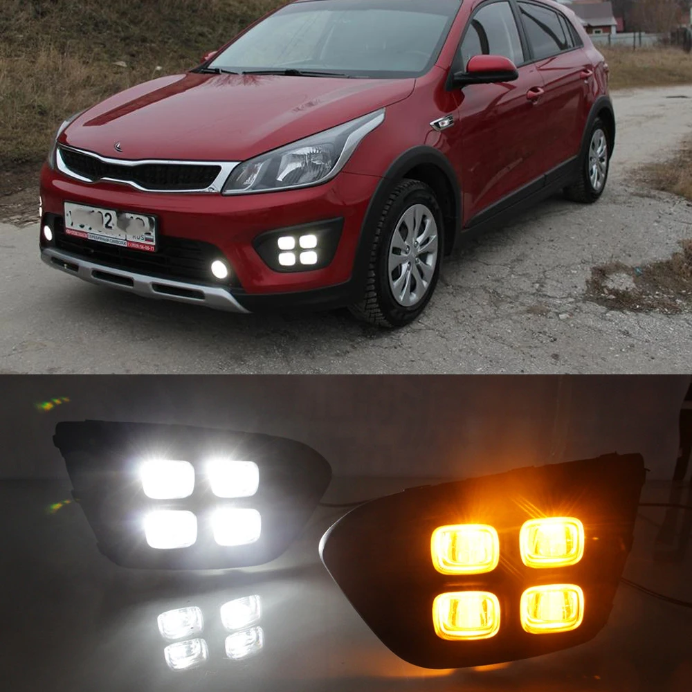 Автомобиля 12V DRL Дневной свет лампы для России KIA RIO X-Line вождения авто Габаритные огни на дневные ходовые огни супер яркий