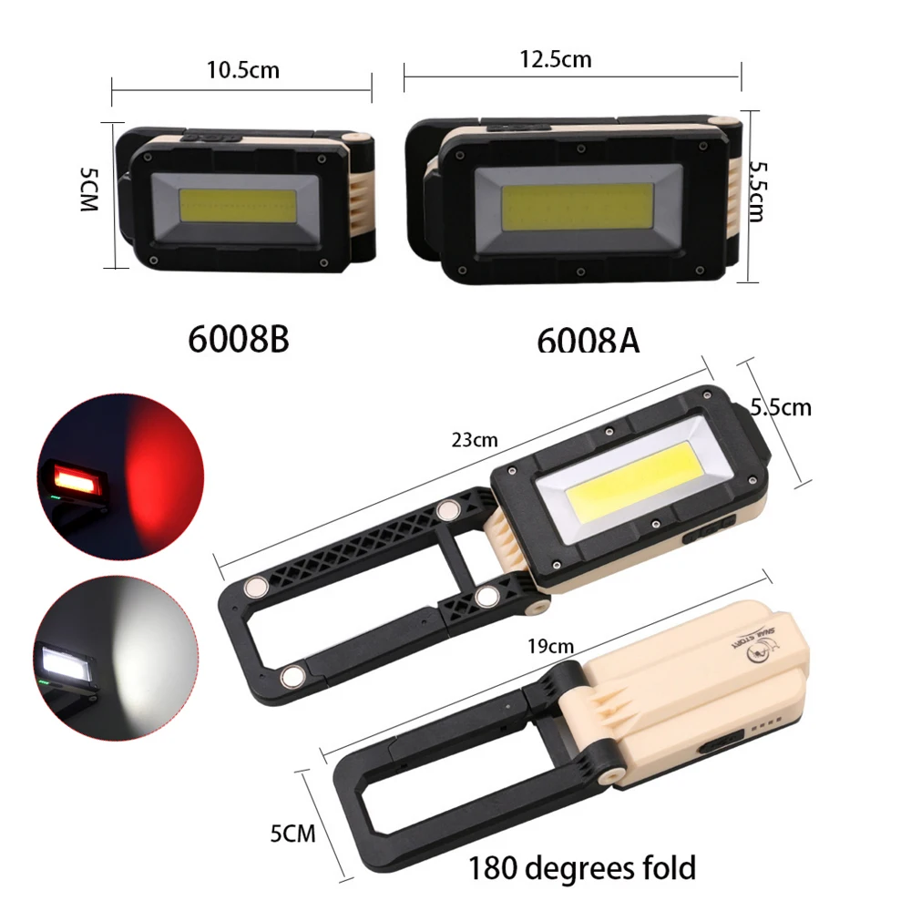 Светодиодный Рабочий фонарь COB Lanterna USB Перезаряжаемый Магнитный фонарь, гибкая инспекционная лампа, беспроводной Рабочий фонарь, фонарь с кабелем