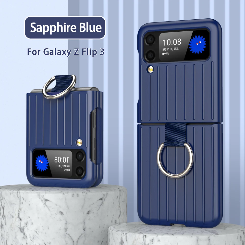 Chống Trầy Xước Đồng Bằng Thin Cho Samsung Galaxy Z Flip 3 Flip3 5G Với Giá Đỡ Chiếc Nhẫn Bảo Vệ coque Fundas samsung cute phone cover