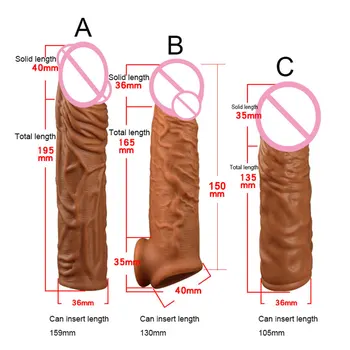 195mm Liquid Silicone Reusable Penis Sleeve Extender Male Cock Enlarge Sleeves For Men Dildo Enhancer Delay Ejaculation With Box 1