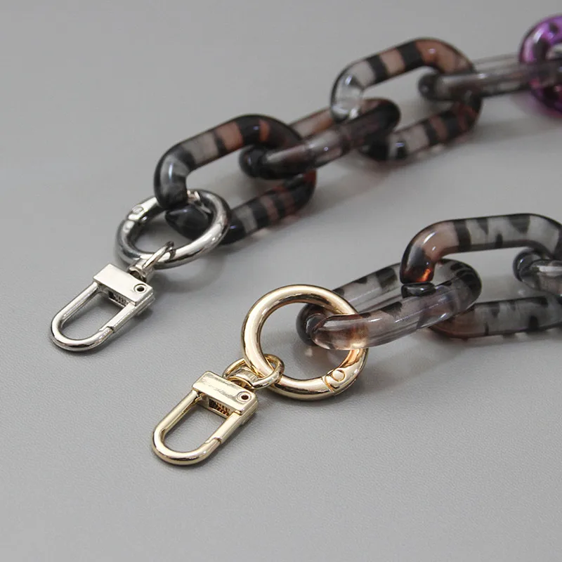 New Fashion Woman Handbag Accessory Chain Detachable Replacement Leopard Amber Colorful Color Strap Women DIY Clutch Resin Chain